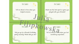 Past Simple/ Karty do mówienia/ Mówienie/ Speaking/ Konwersacje/ Klasy 4-8/ Klasy 4-6/ Klasy 6-8/ SP/ Warm-up/ Rozgrzewka/ Speaking cards/ Gramatyka/ Grammar/ Speaking cards grammar/ E8