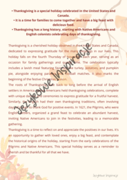 Thanksgiving worksheet A2+/B1