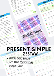 ZESTAW - Present Simple - karty pracy - ćwiczenia - przekształcanie zdań cz. 1, 2, 3 - wklejka z budową, konstrukcją - E8 - matura