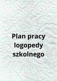 Plan pracy logopedy szkolnego