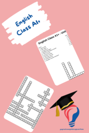 English Class A1+ – Unit 1 – krzyżówki – Przedmioty szkolne_Przybory szkolne/Out of class/Wyrażenia z czasownikami 'do' i 'play'/Miejsca w szkole