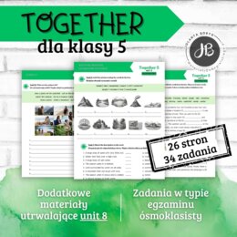 Together 5 Unit 8: My World – materiały dodatkowe: słownictwo, gramatyka, komunikacja, czytanie, egzamin ósmoklasisty – karty pracy, ćwiczenia