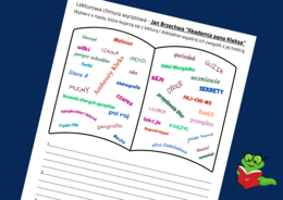 Lekturowa chmura wyrazowa - AKADEMIA PANA KLEKSA – lektury obowiązkowe – chmura - karta pracy – EGZAMIN – powtórka