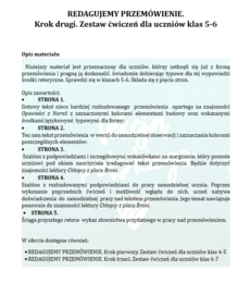 REDAGUJEMY PRZEMÓWIENIE. KROK DRUGI. ZESTAW CWICZEŃ DLA UCZNIÓW KLAS 5-6.