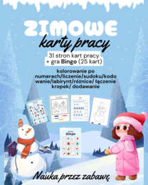ZIMOWE KARTY PRACY 31 stron kart pracy + gra Bingo (25 kart)