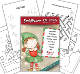Świąteczne Karty Pracy - 35 Stron :Świąteczne Łamigłówki, zadania i Kolorowanki dla przedszkolaków & klas 1-3