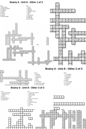 Brainy 6 – Unit 8 – krzyżówki – Adventure activities/Eco-friendly activities/Other