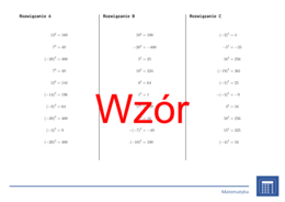 Kwadrat liczb całkowitych | matematyka | 26 kolumn