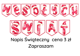 Napis "Wesołych Świąt" - czerwony PROMOCJA - 3zł