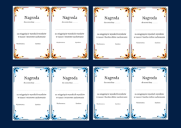 NAGRODA - wkładka do książki - dyplom - dyplomy - 8 wersji - zakończenie roku szkolnego