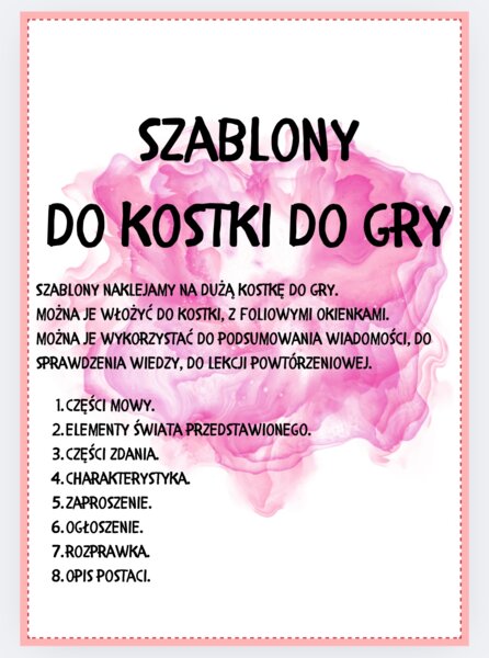 Szablony do kostki do gry