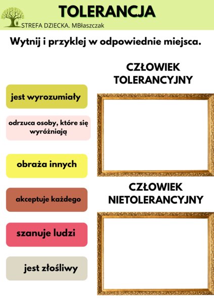 dzień tolerancji karta pracy
