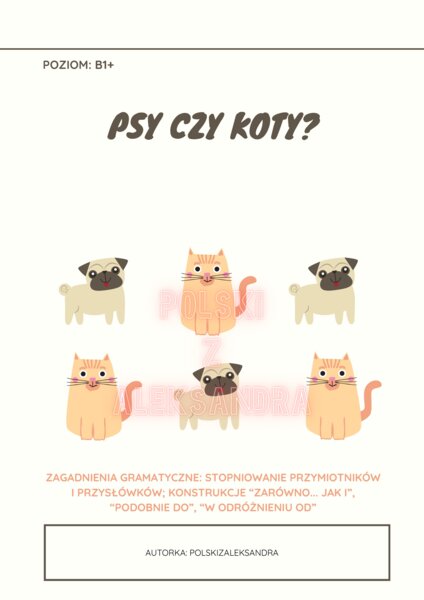 Psy czy koty? lekcja jpjo poziom B1+