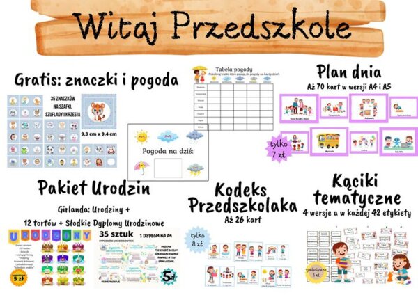 HIT - Witaj Przedszkole - 5 pakietów + znaczki i pogoda gratis - PROMOCJA do końca SIERPNIA