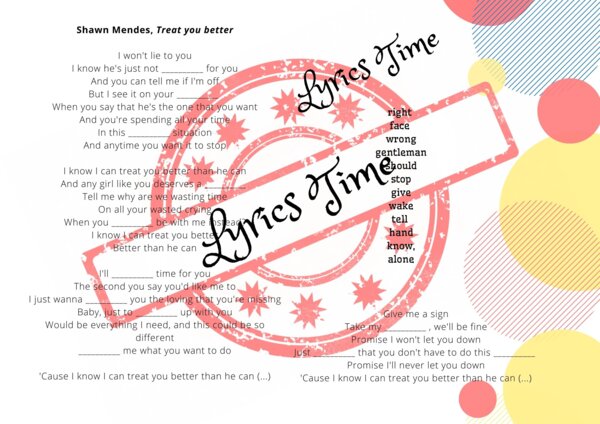 Lyrics Time: Shawn Mendes - Treat you better