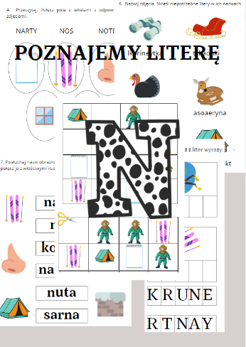 Poznajemy literę N - zadania dla zerówki i dzieci młodszych
