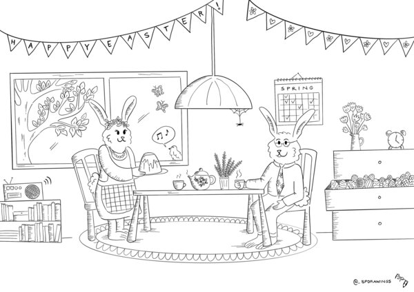 Wiosenna kolorowanka i tekst z lukami do uzupełnienia