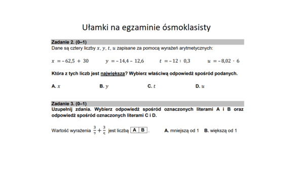 Ułamki na egzaminie ósmoklasisty CKE