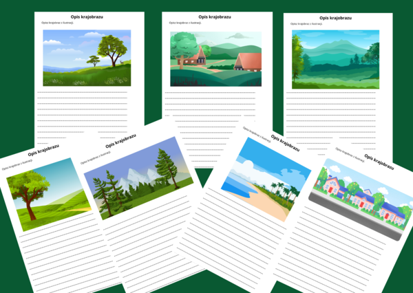 OPIS KRAJOBRAZU - karta pracy - kl. 4-5 - ćwiczenia redakcyjne - wersja kolorowa