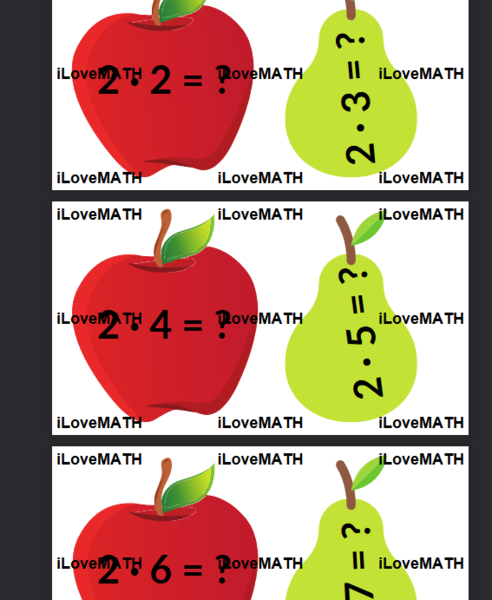 Tabliczka mnożenia - jabłka i gruszki