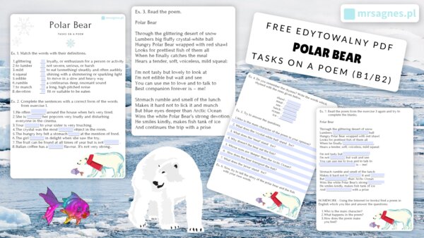 gotowa lekcja POLAR BEAR tasks on a poem B1/B2