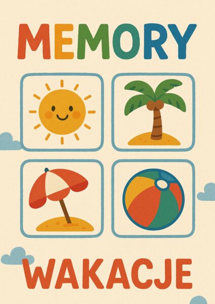„Memory Wakacje” – gra pamięciowa dla przedszkolaków i młodszych uczniów | Pomoc edukacyjna dla nauczycieli przedszkola i klas 1–3