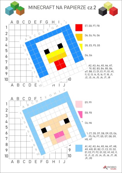 Kodowanka - minecraft, dyktando graficzne, przedszkole i klasy 1-3