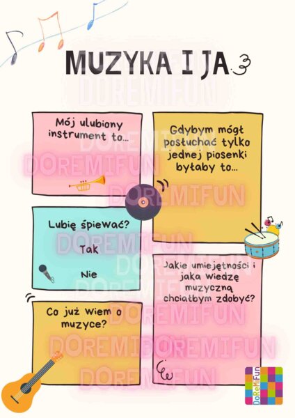 Muzyka i ja - karta pracy na pierwsza lekcje muzyki