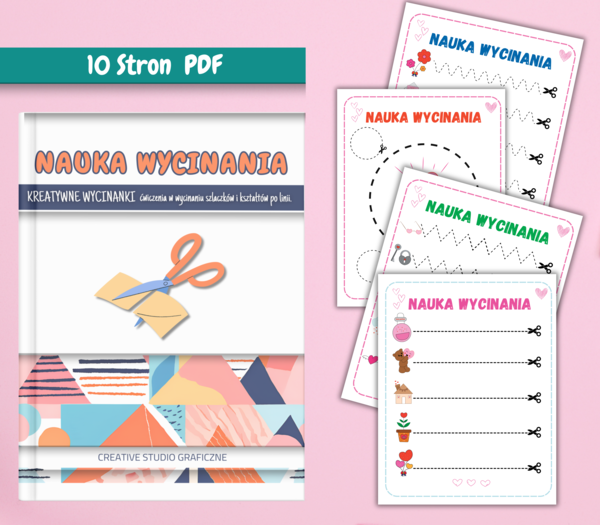 NAUKA WYCINANIA- Kreatywne wycinanki: ćwiczenia w wycinaniu szlaczków i kształtów po linii ♡