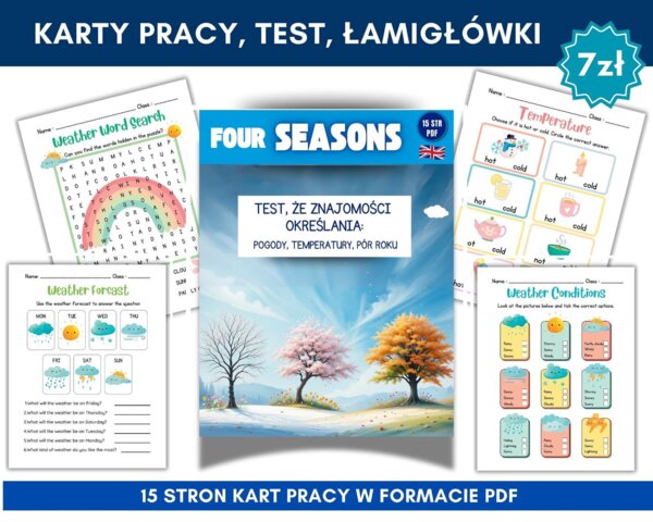 Four Seasons - Test że znajomości określania pogody, pór roku, temperatur w języku angielskim 🇬🇧