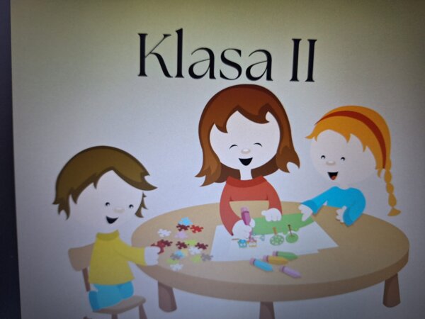 Klasa 2 - witacz, tabliczka na drzwi sali lekcyjnej