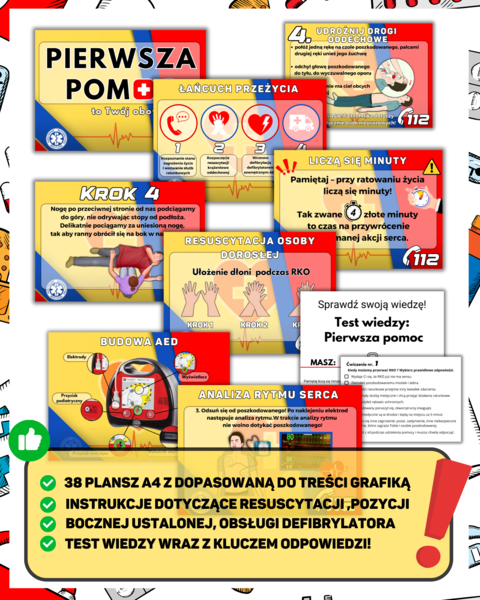 PIERWSZA POMOC - Gazetka szkolna + test wiedzy!