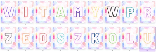 Girlanda, napis WITAMY W PRZEDSZKOLU