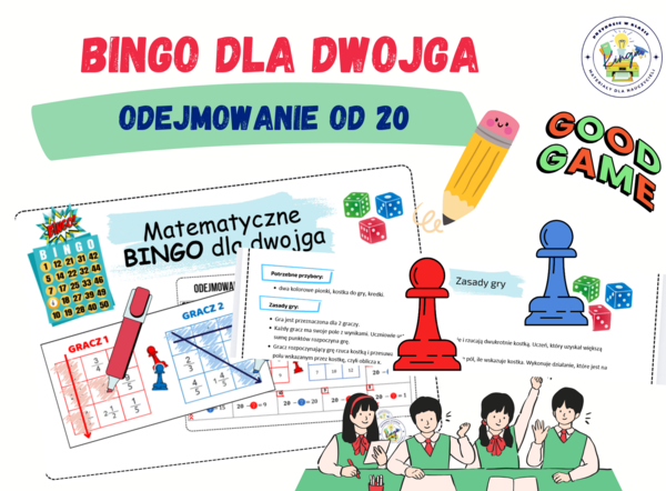 BINGO dla dwojga – Odejmowanie od 20 / gra planszowa