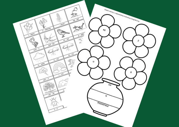 WIOSENNA ORTOGRAFIA - wklejki - karty pracy