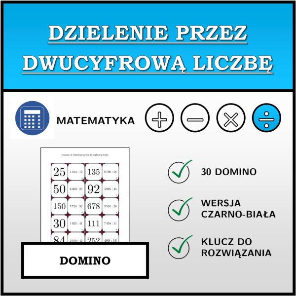 Domino - Dzielenie przez dwucyfrową liczbę | matematyka