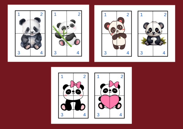 DZIEŃ PANDY – puzzle – układanka- układanki – biblioteka – świetlica – przedszkole – 12 wersji