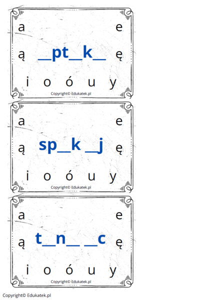 Na tropie samogłosek – utrwalanie czytania