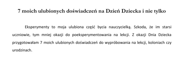 7 moich ulubionych doświadczeń na Dzień Dziecka