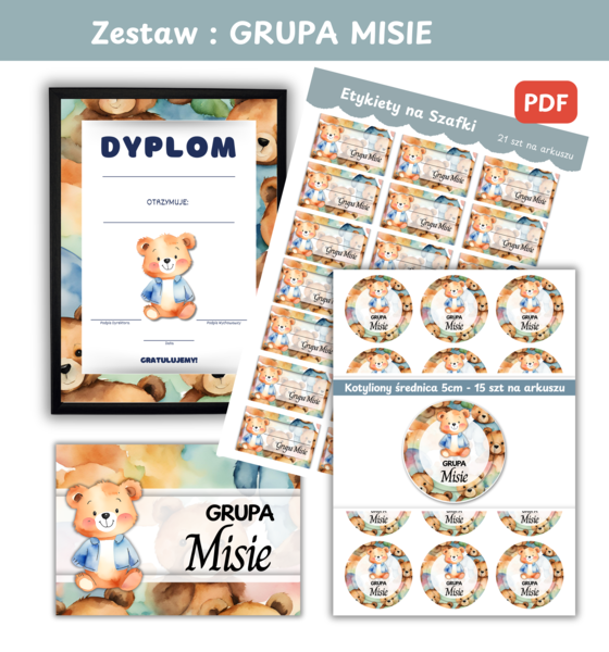 Zestawy grafik do własnego wydruku dla grup przedszkolnych GRUPA MISIE