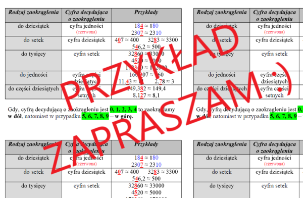 Reguły zaokrąglania liczb - wklejki (8 szt.)