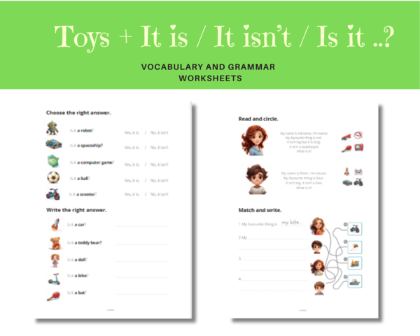 Karta pracy Zabawki + Konstrukcja It is/ It isn't/ Is it ... ?