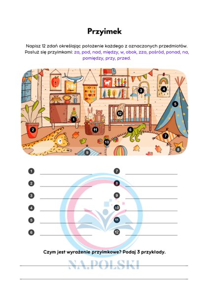 Przyimek - karta pracy