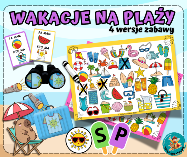 ZABAWA: WAKACJE NA PLAŻY - spostrzegawczość, zabawy z latarką, Ja mam... Kto ma..?