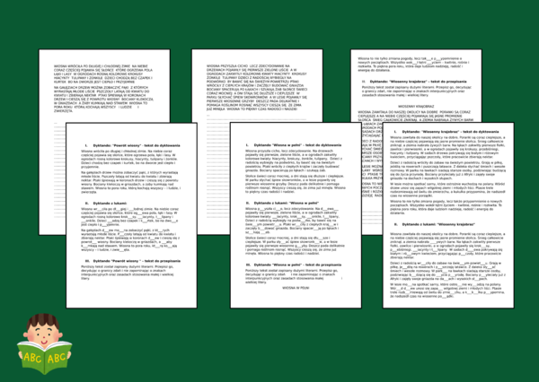 DYKTANDO - wiosna - ORTOGRAFIA - ćwiczenia - 3 wersje