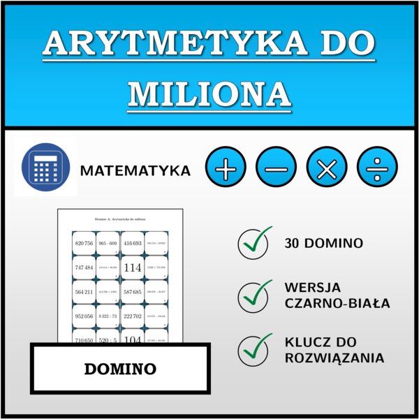 Domino - Arytmetyka do miliona | matematyka