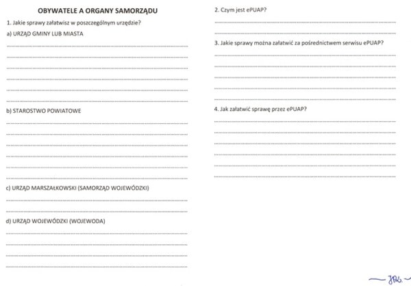 Obywatele a organy samorządu (karta pracy)