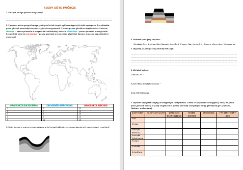 RUCHY GÓROTWÓRCZE - KARTA PRACY