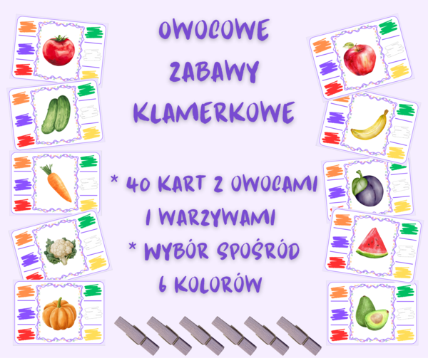 Owocowe zabawy klamerkowe KOLORY