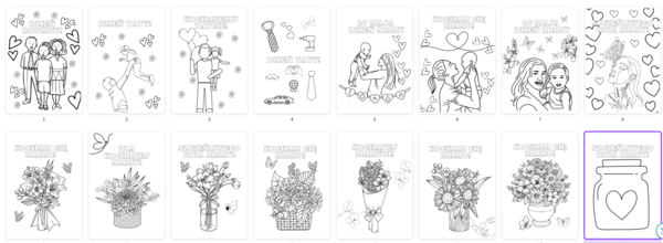 DZIEŃ MAMY I TATY, DZIEŃ RODZINY 16 KOLOROWANEK WIDOCZNYCH NA ZDJĘCIU